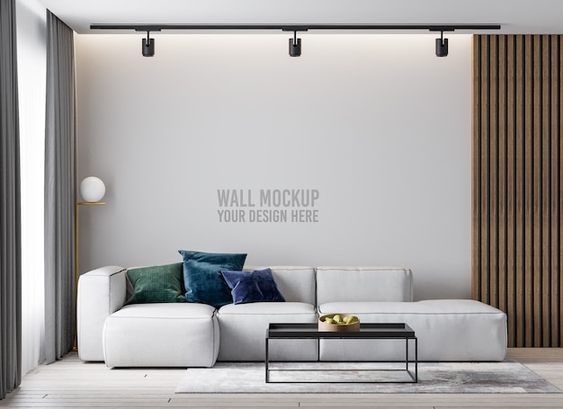 PSD minimalist living room wall mockup