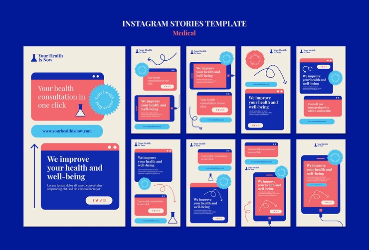 PSD minimalist medical instagram stories template design