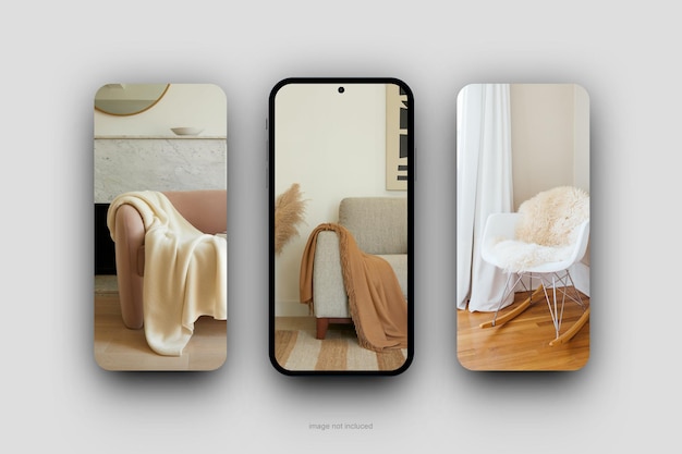 Minimalist mobile screen mockup design rendering