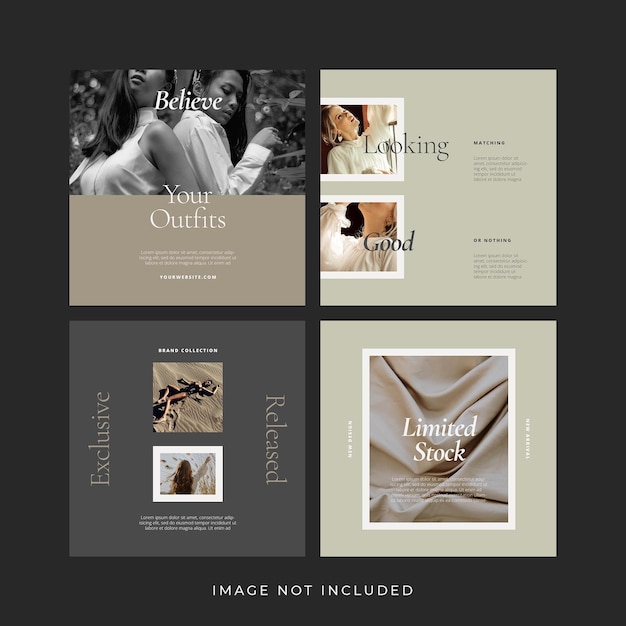 Minimalist modern fashion instagram post banners set