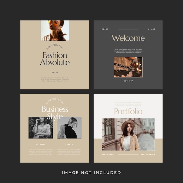 Minimalist modern fashion instagram post banners set