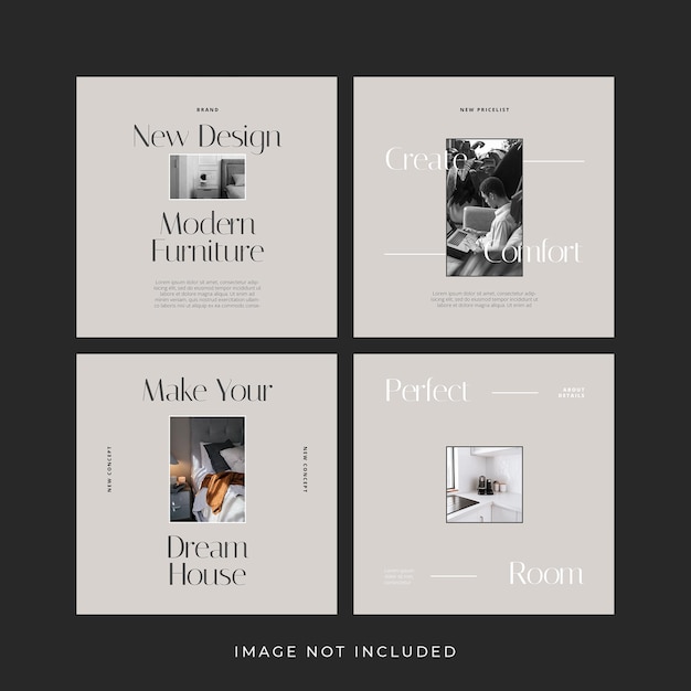 PSD minimalist modern interior instagram post banners set