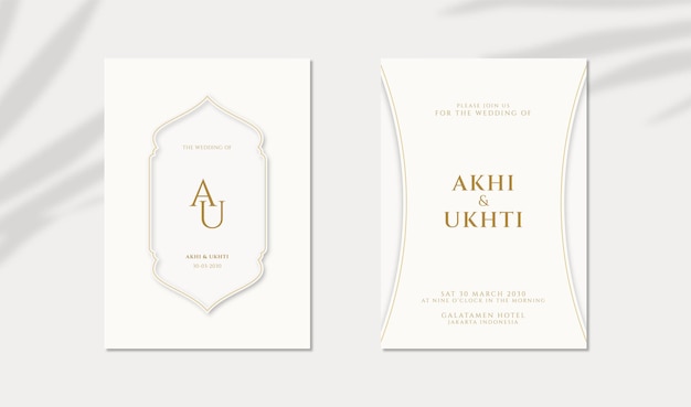 PSD minimalist and modern islamic muslim wedding invitation