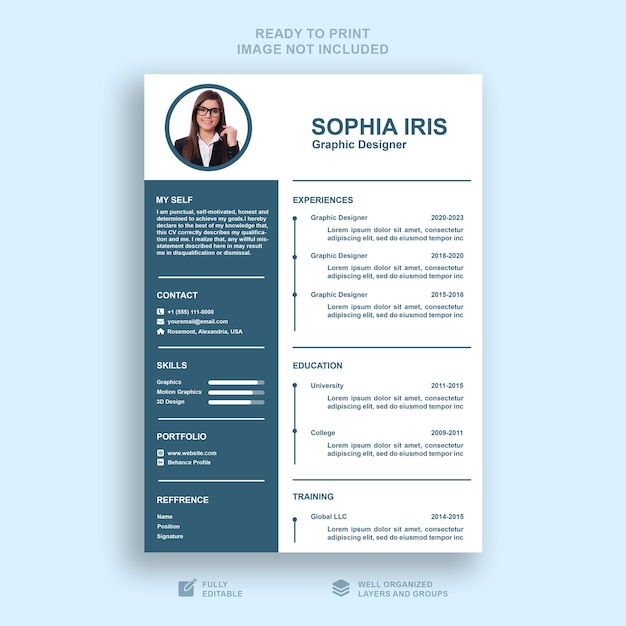 PSD minimalist modern professional resume template psd