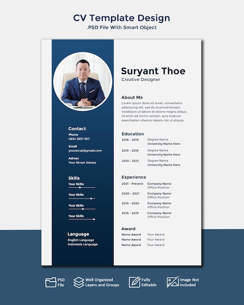 minimalist modern simple CV design template