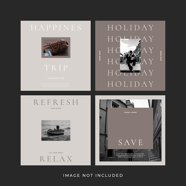 PSD minimalist modern travel instagram post banners set