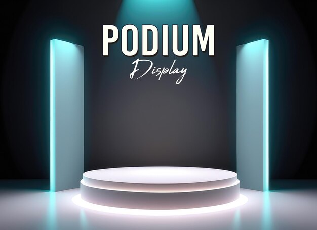 PSD minimalist neon glowing podium mockup for product presentation