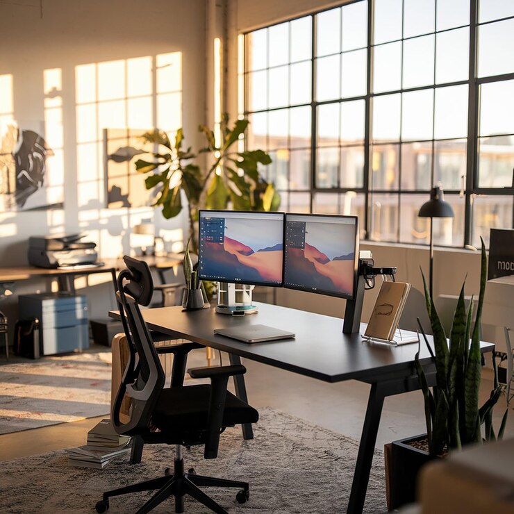 PSD minimalist open office layout design