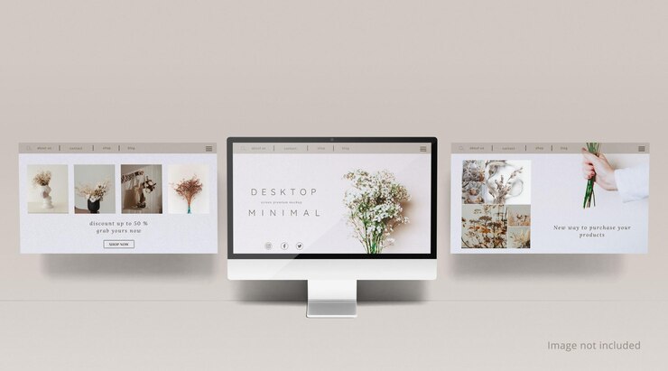 Minimalist pc desktop responsive screen mockup