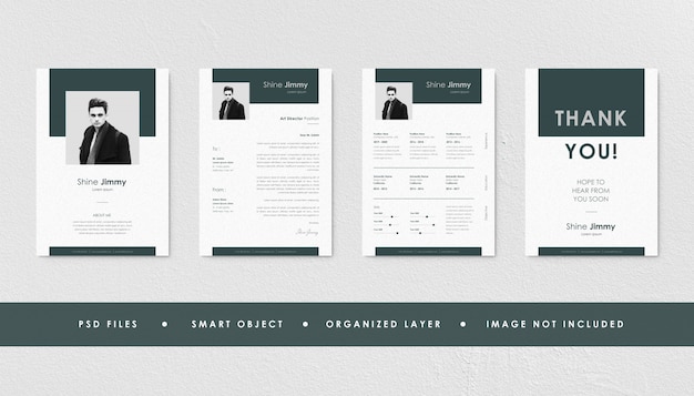 PSD minimalist peach resume curriculum template bundle