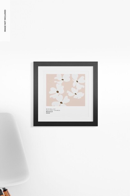 PSD minimalist photo frame mockup, hanging