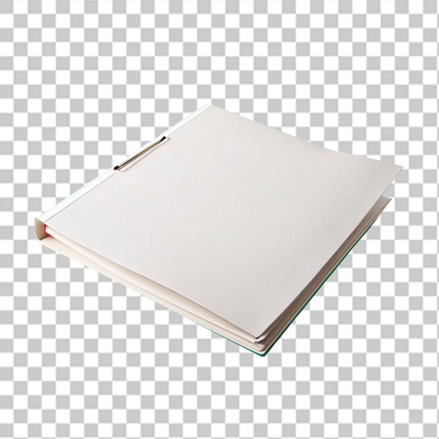 Minimalist photo of a white hardcover book isolated on a transparent background
