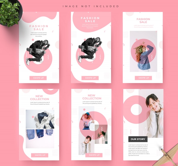 PSD minimalist pink social media instagram stories fashion sale banner template