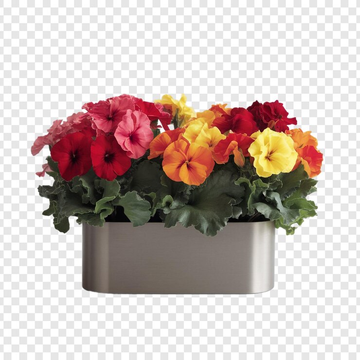 PSD minimalist plant pot with bright flowers