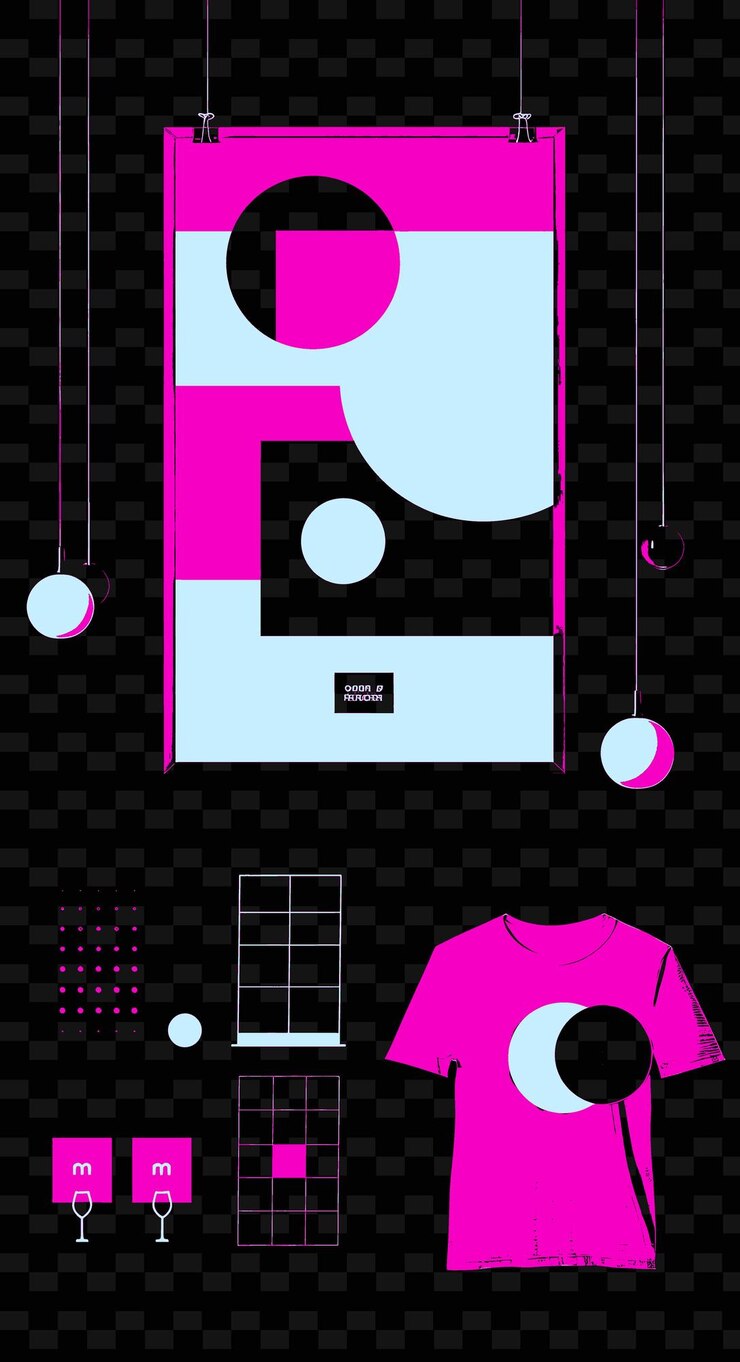 PSD minimalist poster with simple shapes and bold colors geometr creative illustration idea designs