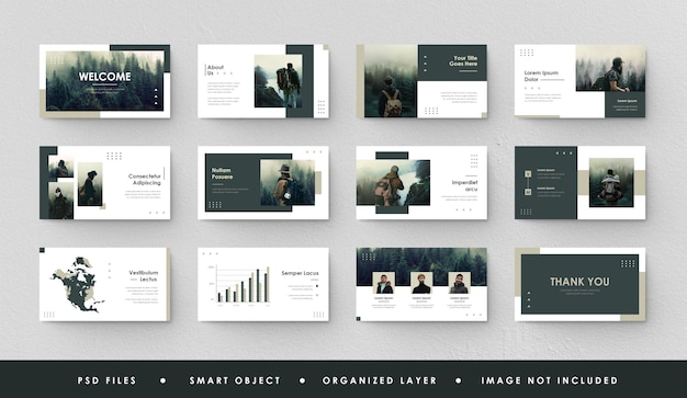 Minimalist Presentation Slide VIntage Green Forest Power Point Landing Page Keynote