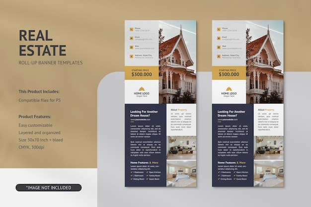 PSD minimalist real estate roll up banner templates