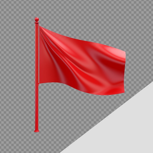 Minimalist red flag 3d icon png isolated on transparent background