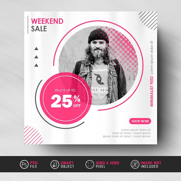 Minimalist red white instagram social media feed post fashion sale  banner template