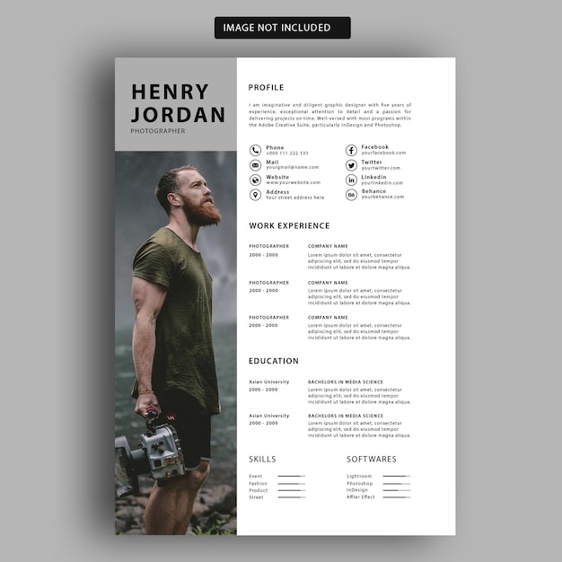 PSD minimalist resume cv psd template