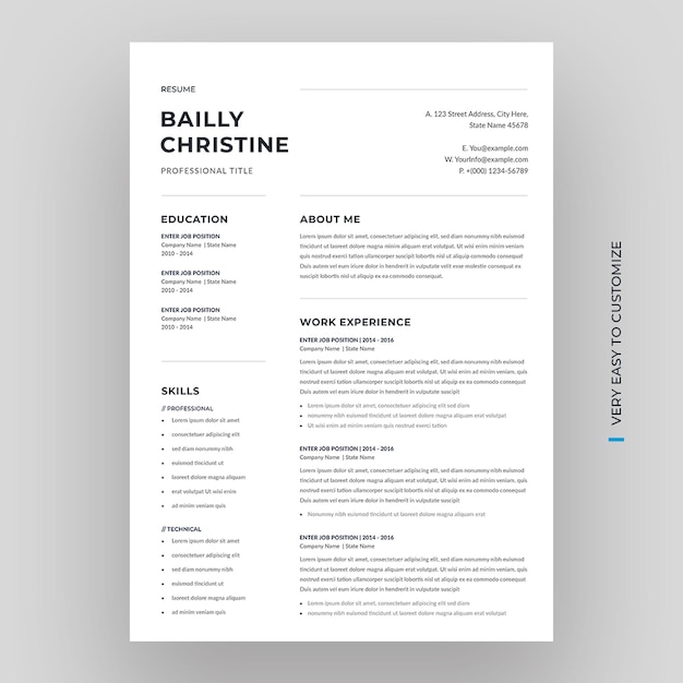 Minimalist resume cv template