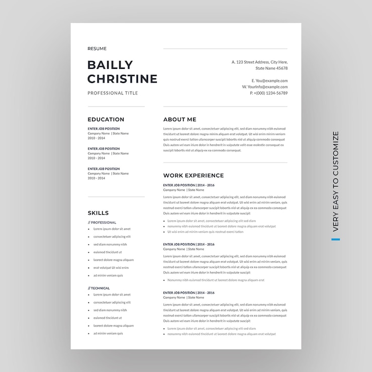 PSD minimalist resume cv template