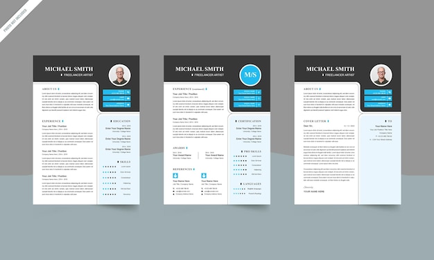 PSD minimalist resume design layout