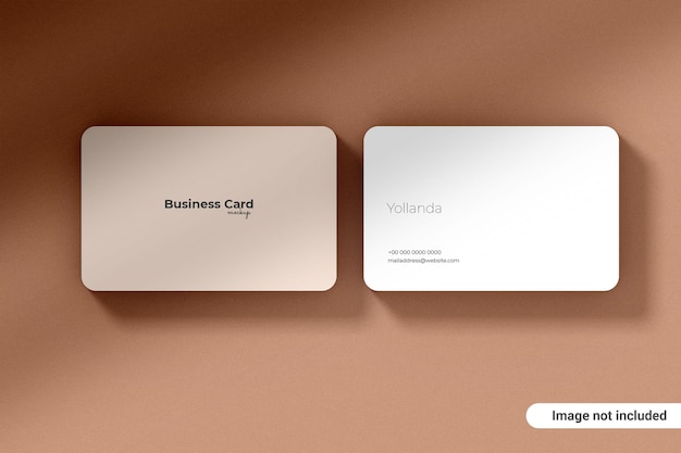 PSD minimalist rounded business card mockup top view