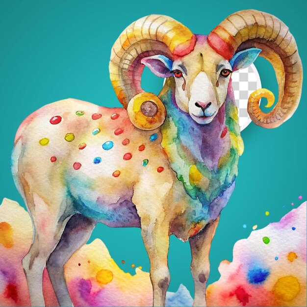 PSD minimalist sheep watercolor png