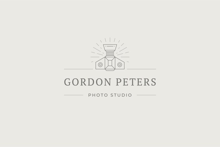 PSD minimalist shooting vintage camera bright illumination glow top view line art logo