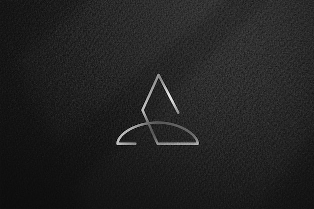 Minimalist silver logo mockup on dark texture background