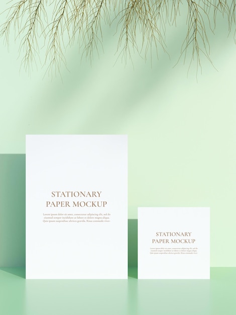 Design di poster stazionari minimalista e semplice e creatore di scene di mockup di carta con ombra organica