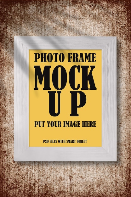 Minimalist simply photo frame mockup with shadow