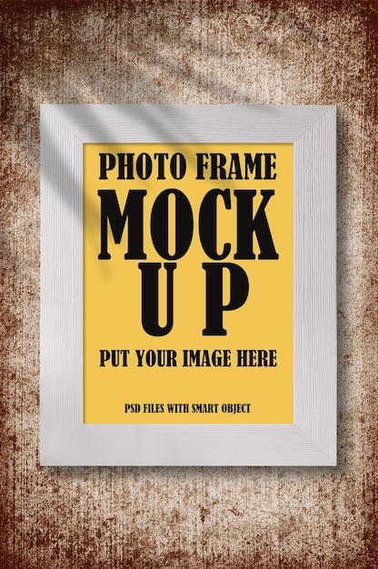 Minimalist simply photo frame mockup with shadow