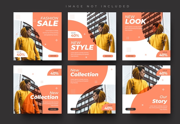 PSD minimalist social media instagram feed post and stories fashion sale banner template