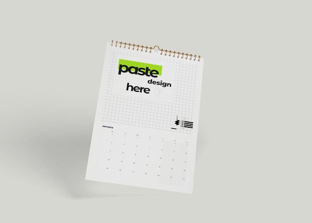 PSD minimalist spiral calendar mockup