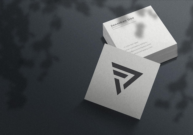 minimalist square business cards mockup