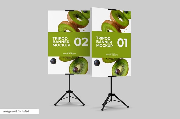 PSD minimalist standing tripod banner mockup