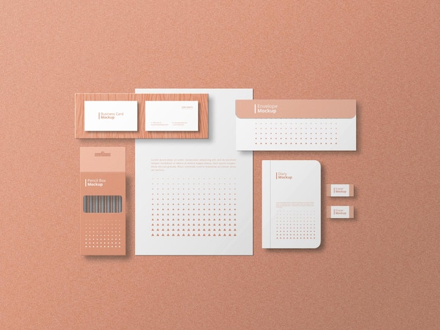 Mockup stazionario minimalista con sfondo bianco