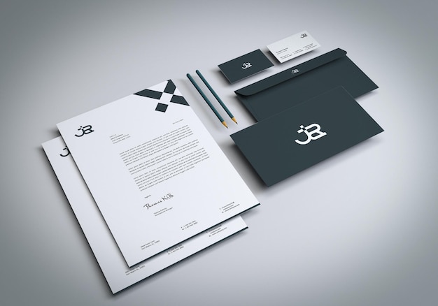 Minimalist stationery set mockup for presentation