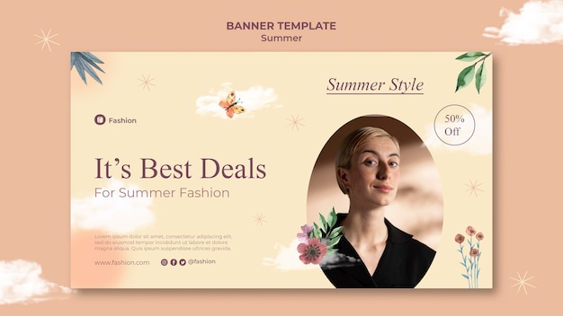 PSD minimalist summer banner design template