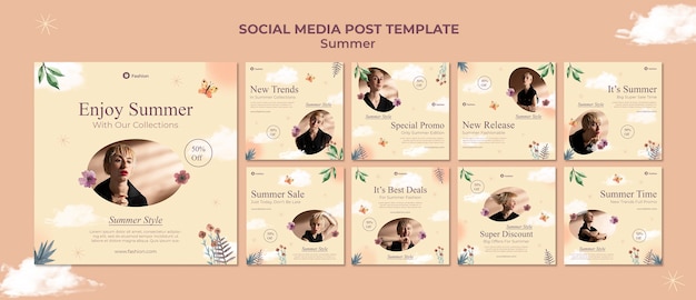 Modello di progettazione di post instagram estate minimalista