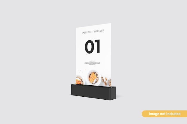 PSD minimalist table tent mockup front view