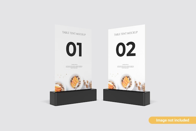 PSD minimalist table tent mockup front view