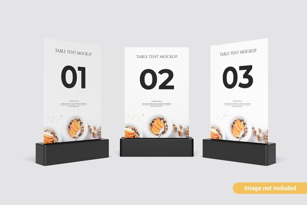 PSD ミニマリスト テーブル テント モックアップの正面図