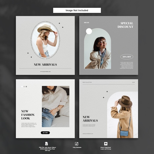 Minimalist Template Fashion Product Promotion Instagram Post Design Set Collection