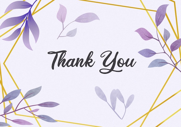 PSD minimalist thank you card template with floral frame