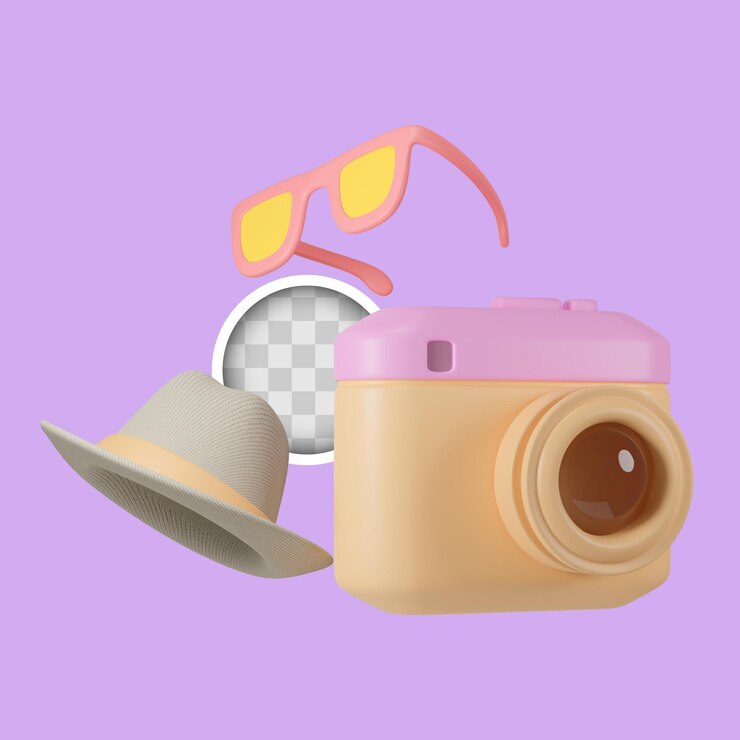 ミニマリストの旅行オブジェクトの3Dイラスト