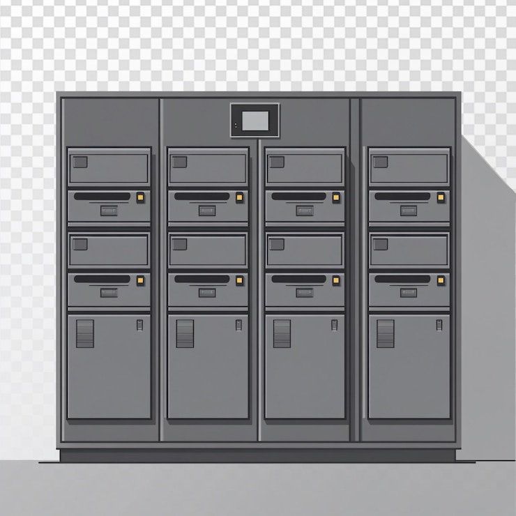 PSD minimalist unmanned parcel locker with digital screen
