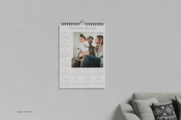 Minimalist wall calendar mockup